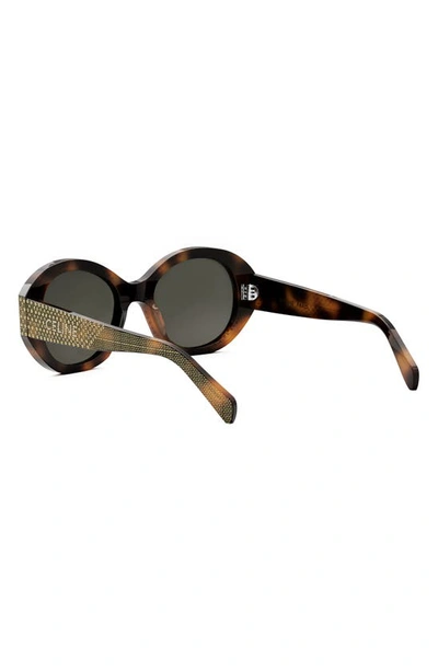 Shop Celine Strass 53mm Round Sunglasses In Blonde Havana / Smoke
