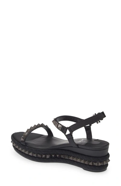 Christian Louboutin Pyraclou 60 Studded Leather Platform Sandals In B439 Black/ Lin Black