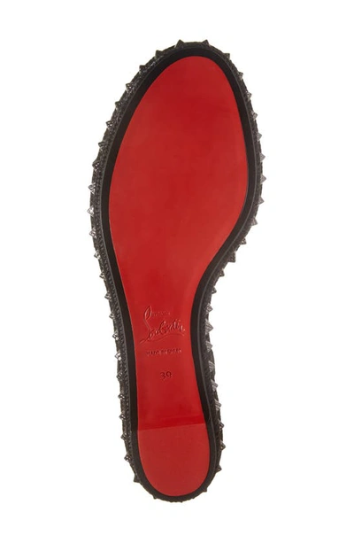 Shop Christian Louboutin Pyraclou Studded Espadrille Wedge Sandal In B439 Black/ Lin Black