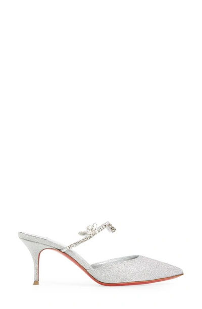 Shop Christian Louboutin Planet Queen Crystal Embellished Glitter Pointed Toe Mule Pump In S211 Silver/ Lin Silver