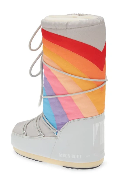 Shop Moon Boot Kids' Rainbow Print Icon Water Repellent ® In Glacier/ Blue-red