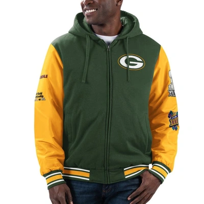 Shop G-iii Sports By Carl Banks Green/gold Green Bay Packers Player Option Full-zip Hoodie