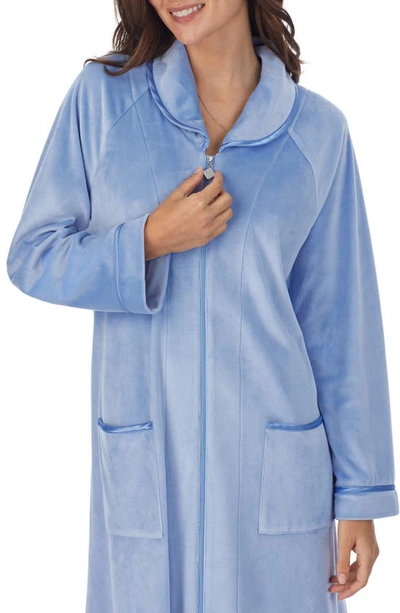 Shop Eileen West Zip-up Longline Robe In Periwinkle