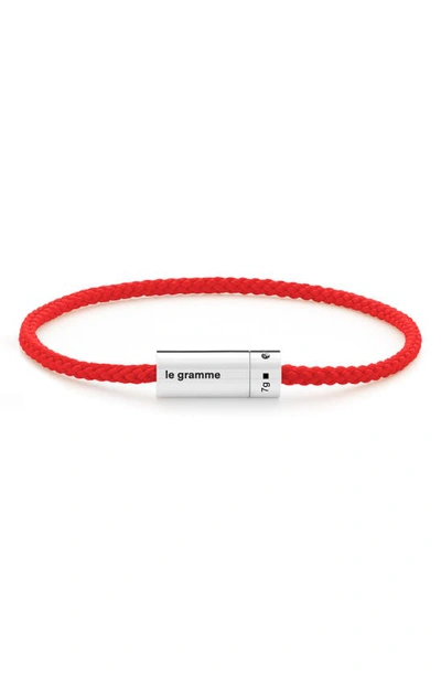 Shop Le Gramme 7g Nato Polished Sterling Silver Red Cable Bracelet