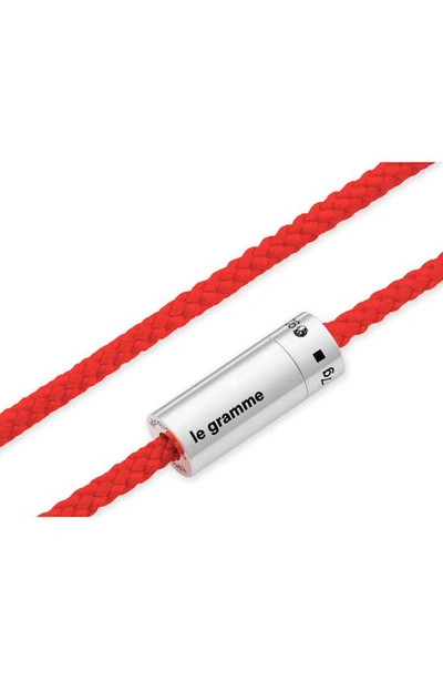 Shop Le Gramme 7g Nato Polished Sterling Silver Red Cable Bracelet