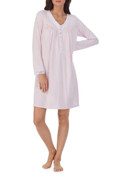 Shop Eileen West Long Sleeve Short Nightgown In Pink