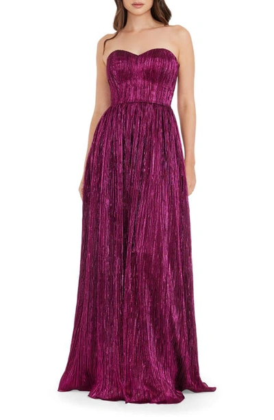 Dress The Population Audrina Strapless Gown In Fuchsia