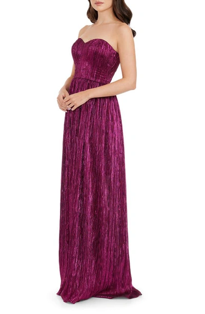Dress The Population Audrina Strapless Gown In Fuchsia