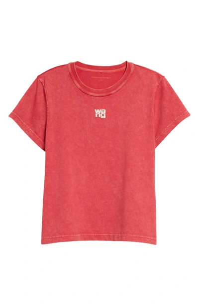 Shop Alexander Wang T Shrunken Cotton Logo Tee In Soft Cherry