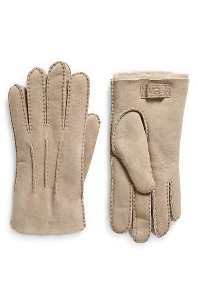 Shop Ugg Genuine Shearling Tech Gloves In Putty