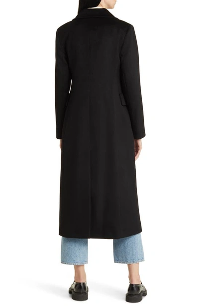 Shop Fleurette Leo Double Breasted Longline Cashmere Coat In Black