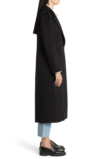 Shop Fleurette Leo Double Breasted Longline Cashmere Coat In Black