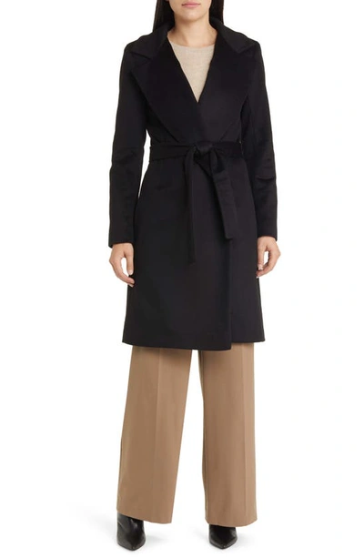 Shop Fleurette Casey Belted Cashmere Wrap Coat In Black