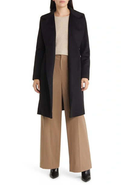 Fleurette Casey Belted Cashmere Wrap Coat In Black