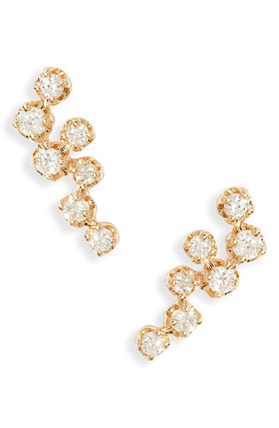 Shop Meira T Diamond Cluster Stud Earrings In Yellow Gold