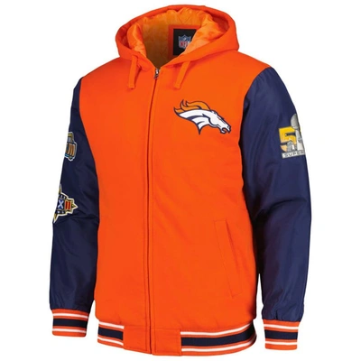 Shop G-iii Sports By Carl Banks Orange/navy Denver Broncos Player Option Full-zip Hoodie