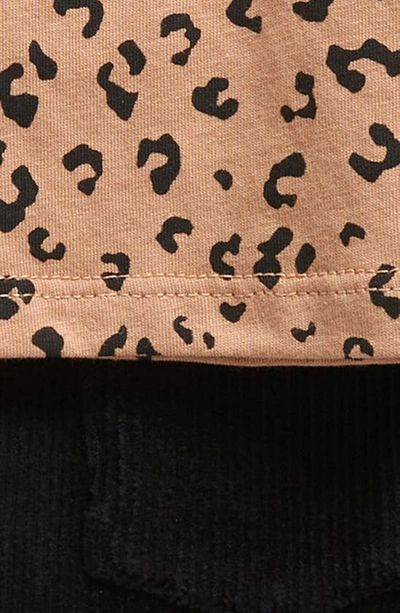 Shop Tucker + Tate Print Long Sleeve T-shirt & Rib Pants Set In Tan Tawny Mini Leopard- Black