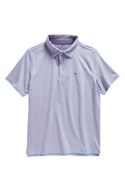 Shop Vineyard Vines Kids' Bradley Stripe Stretch Polo In Stp Oc Brz/ Pas Fruit