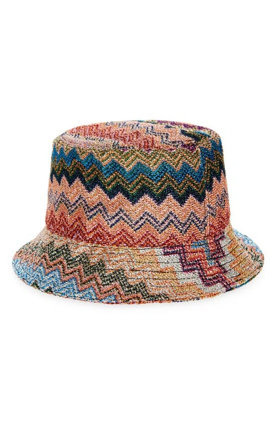 Shop Missoni Chevron Stripe Bucket Hat In Pink Multi Chevron Print