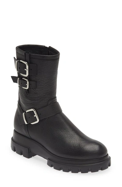 Shop Agl Attilio Giusti Leombruni Agl The Chunky Biker Lug Sole Leather Boot In Nero-nero