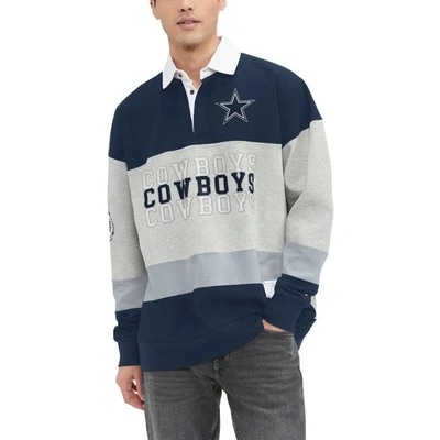 Shop Tommy Hilfiger Heather Gray/navy Dallas Cowboys Connor Oversized Rugby Long Sleeve Polo