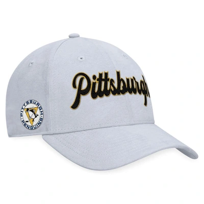 Shop Fanatics Branded Gray Pittsburgh Penguins Heritage Vintage Suede Adjustable Hat