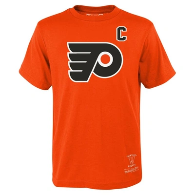 Shop Mitchell & Ness Youth  Eric Lindros Orange Philadelphia Flyers Name & Number T-shirt