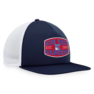 Shop Fanatics Branded Navy/white New York Rangers Foam Front Patch Trucker Snapback Hat
