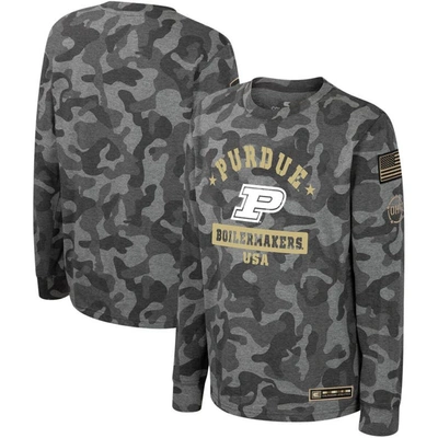 Shop Colosseum Youth  Camo Purdue Boilermakers Oht Military Appreciation Dark Star Long Sleeve T-shirt