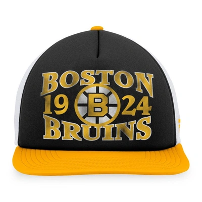 Shop Fanatics Branded Black/gold Boston Bruins Heritage Vintage Foam Front Trucker Snapback Hat