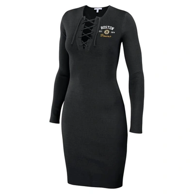Shop Wear By Erin Andrews Black Boston Bruins Lace-up Dress