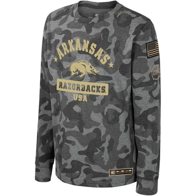 Shop Colosseum Youth  Camo Arkansas Razorbacks Oht Military Appreciation Dark Star Long Sleeve T-shirt