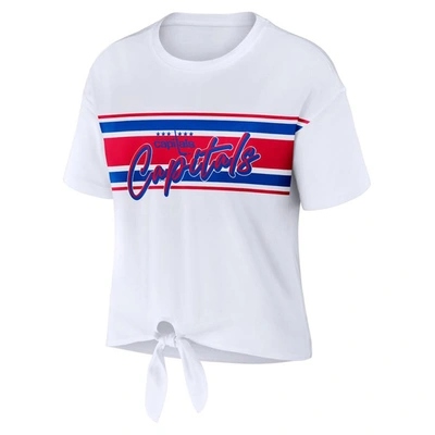 Shop Wear By Erin Andrews White Washington Capitals Front Knot T-shirt