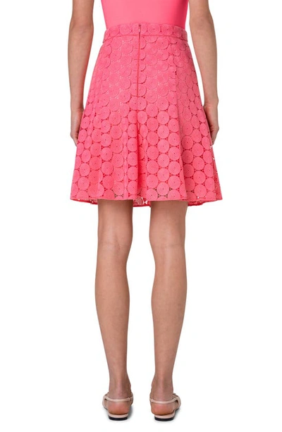 Akris Punto Dot Guipure Lace Flared Skirt In Flamingo