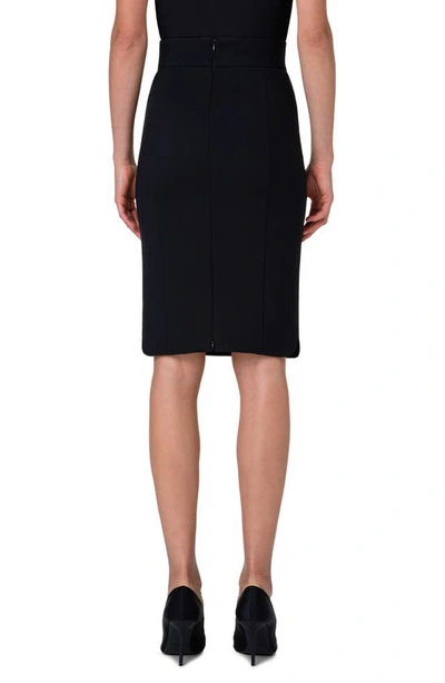 Shop Akris Punto Stretch Virgin Wool Crepe Pencil Skirt In Black