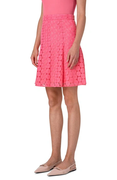 Shop Akris Punto Guipure Lace Skirt In Flamingo