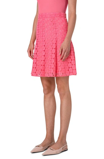 Akris Punto Dot Guipure Lace Flared Skirt In Flamingo