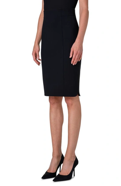 Akris Punto Stretch Virgin Wool Crepe Pencil Skirt In Black