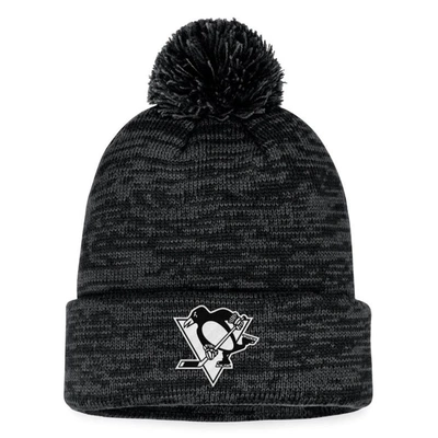 Shop Fanatics Branded Black Pittsburgh Penguins Fundamental Cuffed Knit Hat With Pom