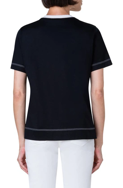 Shop Akris Punto Contrast Stitch Cotton T-shirt In Black