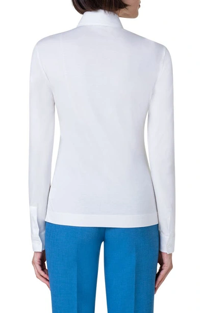 Akris Punto Double Collar Stretch Cotton Button-up Shirt In Cream