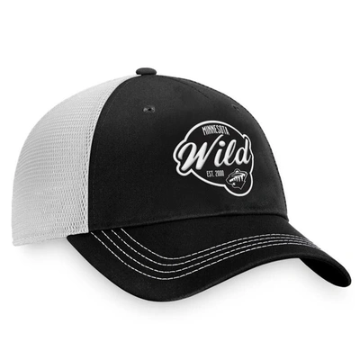 Shop Fanatics Branded Black/white Minnesota Wild Fundamental Trucker Adjustable Hat