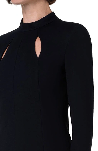 Shop Akris Punto Cutout Detail Long Sleeve Knit Dress In Black