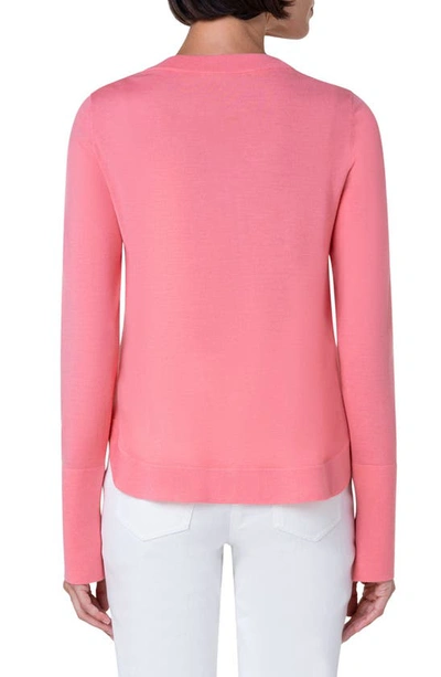 Shop Akris Punto Virgin Wool Crewneck Sweater In Flamingo