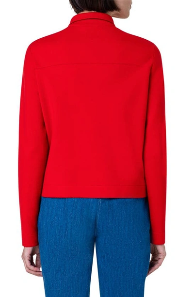 Shop Akris Punto Virgin Wool Zip Jacket In Red