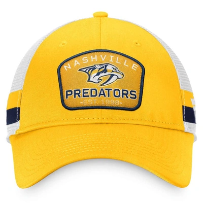 Shop Fanatics Branded Gold/white Nashville Predators Fundamental Striped Trucker Adjustable Hat