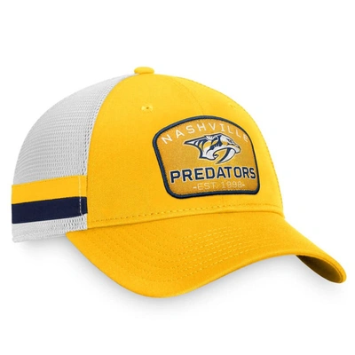 Shop Fanatics Branded Gold/white Nashville Predators Fundamental Striped Trucker Adjustable Hat