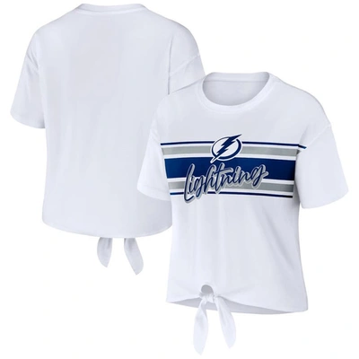 Shop Wear By Erin Andrews White Tampa Bay Lightning Front Knot T-shirt
