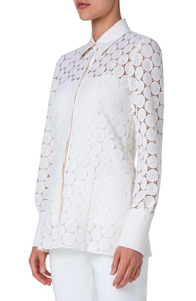 Shop Akris Punto Guipure Lace Button-up Shirt In Cream