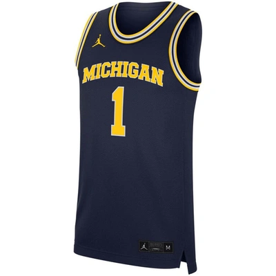 Shop Jordan Brand Navy Michigan Wolverines Replica Jersey